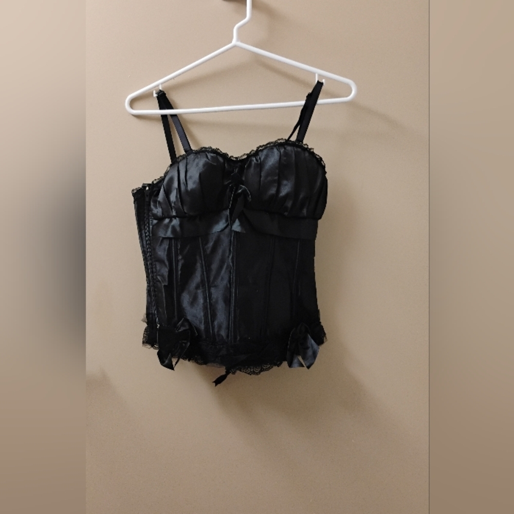 Alivila.Y Women's Button Detail Side Zip Lace Up Back Corset Top Sz M